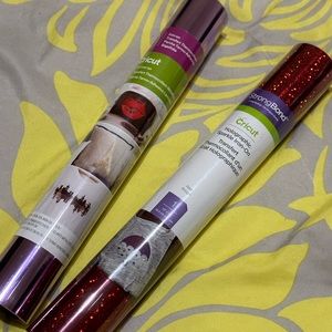 Cricut Holographic Sparkle Iron-on,Red color& Cricut Foil Iron-on, Liliac